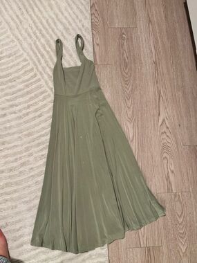 Wilfred Olive Green Maxi Dress with Square Neck